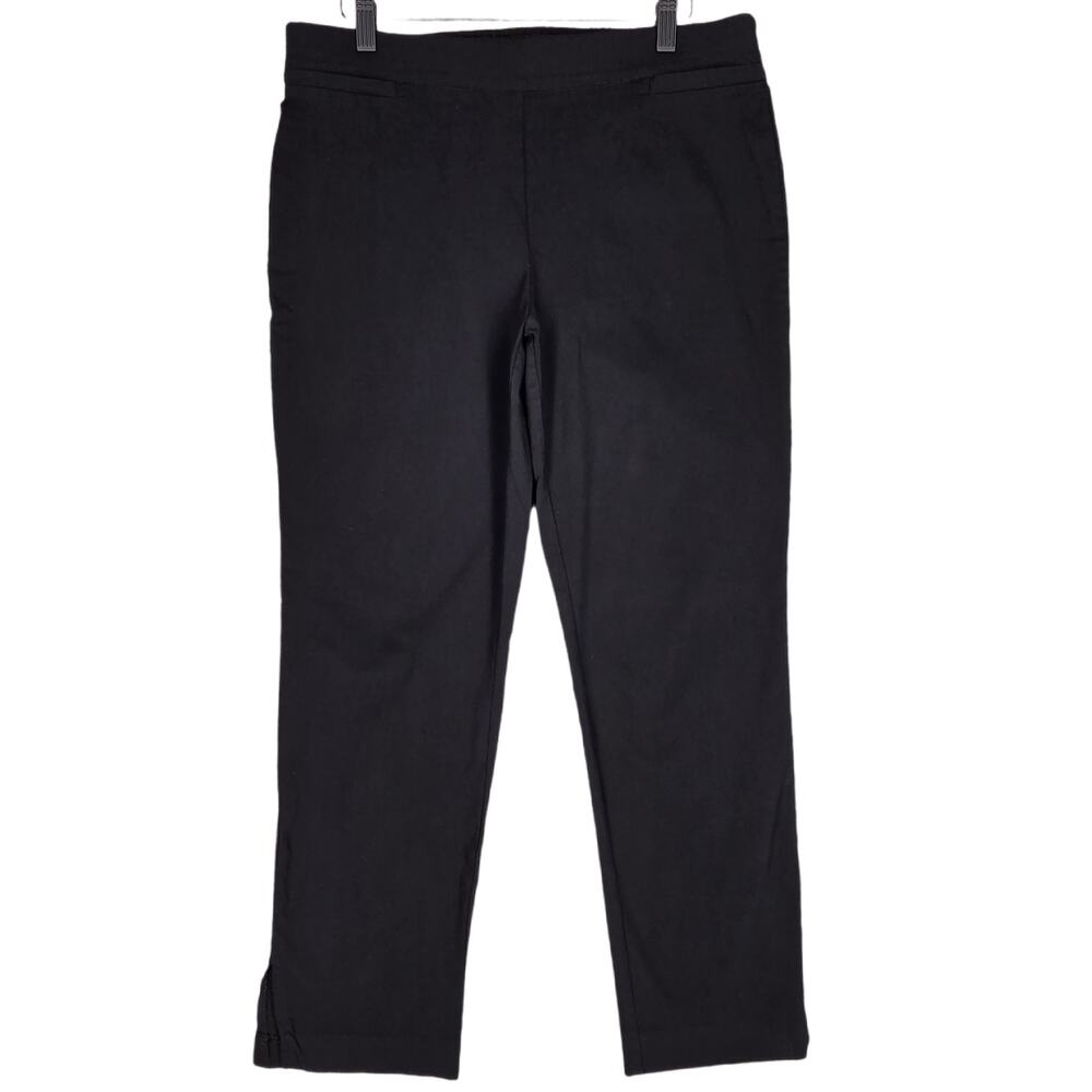 COUNTERPARTS WOMEN’S BLACK PULL‑ON PANTS RAYON‑NYLON STRETCH – SIZE L 25" INSEAM